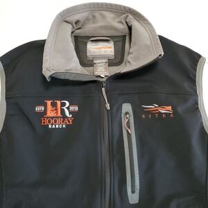 Sitka Mens Medium Jetstream Vest Black Goretex Windstopper Fill Zip Logo